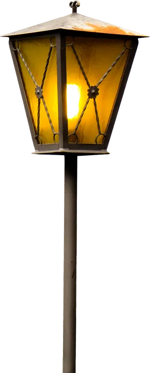 Vintage Street Lamp Illuminated PNG Image