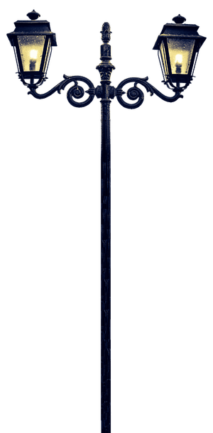 Vintage Street Lamp Illuminatedat Night PNG image with transparent background