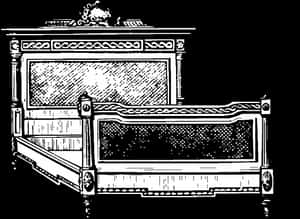 Vintage Style Bed Illustration PNG with transparent background