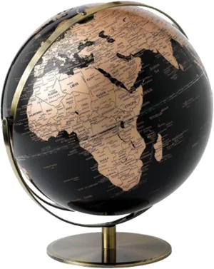 Vintage Style Blackand Copper Globe PNG Image