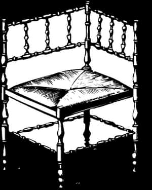 Vintage Style Corner Chair Illustration PNG with transparent background