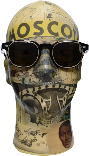 Vintage Style Mannequin Headwith Sunglasses PNG Image