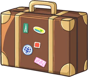 Vintage Style Suitcasewith Stickers PNG Image