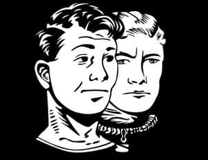Vintage Style Two Men Illustration PNG image with transparent background