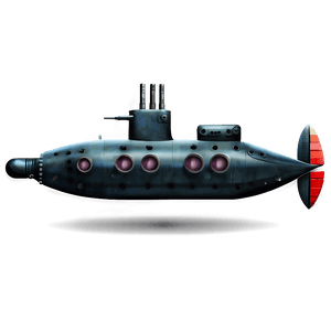 Vintage Submarine Design PNG 05252024 PNG with transparent background