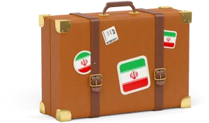 Vintage Suitcasewith Iran Stickers PNG Image