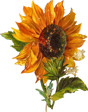 Vintage Sunflower Illustration PNG Image