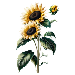 Vintage Sunflower Transparent Png 97 PNG Image