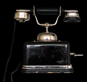 Vintage Telephone Black Background PNG image with transparent background