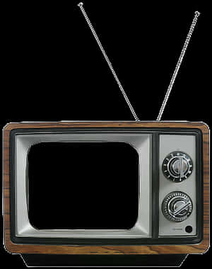 Vintage Television With Antennas PNG image with transparent background