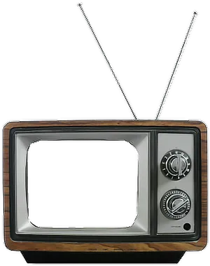 Vintage Television With Antennas PNG Image