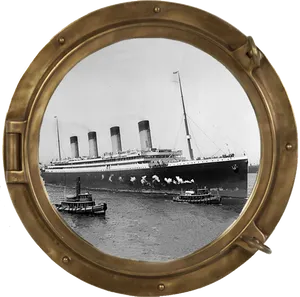 Vintage Titanic Ship Porthole View PNG Image