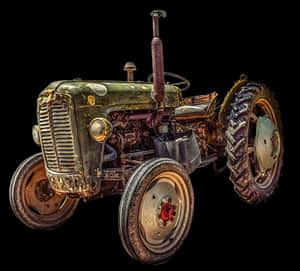 Vintage Tractor Isolatedon Black PNG image with transparent background
