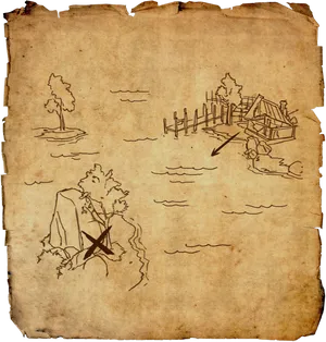 Vintage Treasure Map Illustration PNG Image