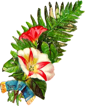 Vintage Tropical Floral Arrangement PNG Image