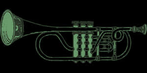 Vintage Trumpet Illustration PNG with transparent background