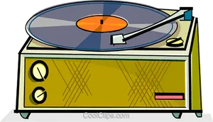 Vintage Turntable Playing Record PNG Image