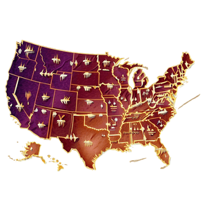 Vintage USA Map PNG pqh2 PNG