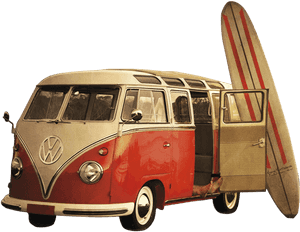 Volkswagen Camper Van And Surf Board - Volkswagen Old Bus Png, Transparent Png PNG image with transparent background
