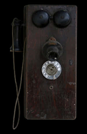 Vintage Wall Mounted Rotary Phone PNG image with transparent background
