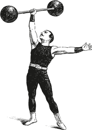 Vintage Weightlifter Lifting Barbell PNG image with transparent background