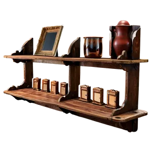 Vintage Wood Shelf Finds Png Eqx86 PNG Image