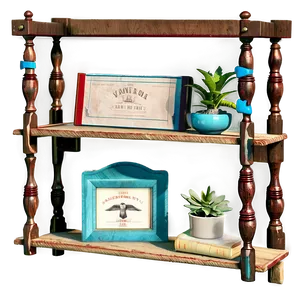 Vintage Wood Shelf Finds Png Oap76 PNG Image