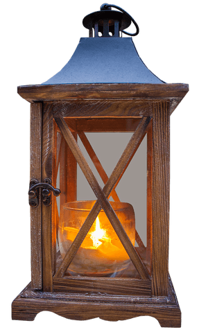 Vintage Wooden Candle Lantern PNG image with transparent background