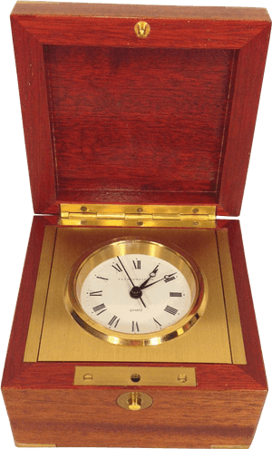 J E Caldwell Quartz Clock In Wood Case With Brass Corners - Antique, HD Png Download PNG with transparent background