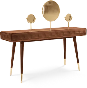 Vintage Wooden Dressing Table With Mirrors PNG Image