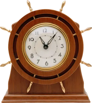 Vintage Wooden Mantel Clock PNG Image