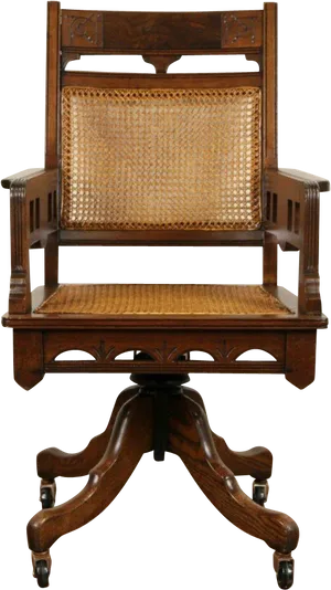 Vintage Wooden Office Chair PNG Image