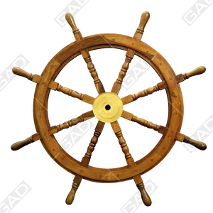 Vintage Wooden Ship Wheel PNG Image