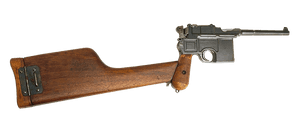 Vintage Wooden Stock Pistol PNG image with transparent background