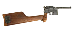 Vintage Wooden Stock Pistol PNG Image