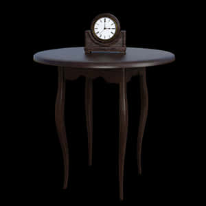 Vintage Wooden Table With Clock PNG image with transparent background