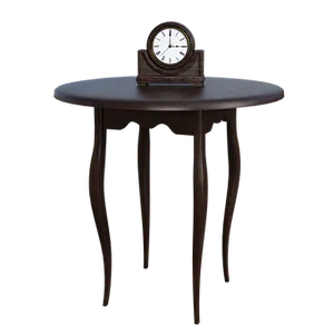 Vintage Wooden Table With Clock PNG Image