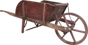 Vintage Wooden Wheelbarrow PNG Image