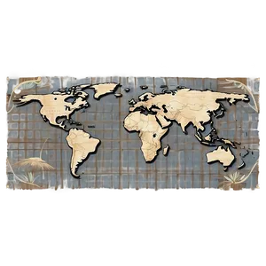 Vintage World Map Vector Png Hsc31 PNG Image