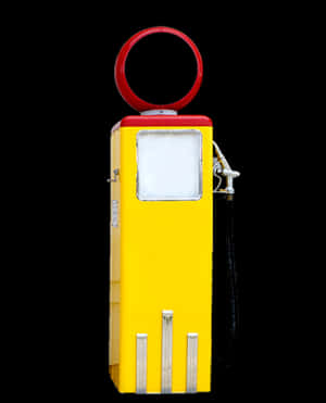 Vintage Yellow Gas Pump PNG image with transparent background