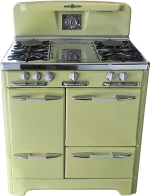 Vintage Yellow Gas Stove PNG Image