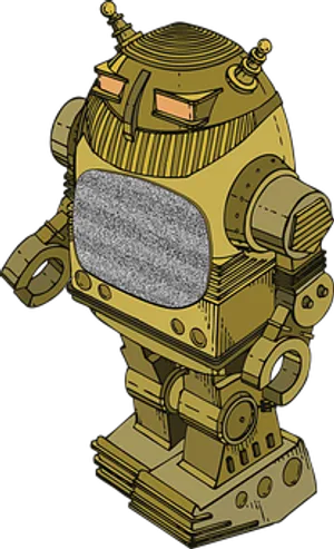 Vintage Yellow Robot Illustration PNG Image