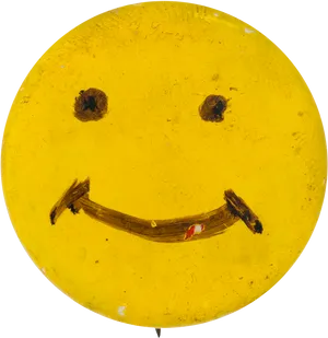 Vintage Yellow Smiley Face PNG Image