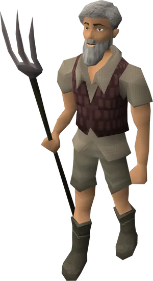 Virtual Farmerwith Pitchfork PNG Image