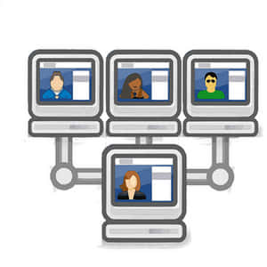 Virtual Team Connection Illustration PNG image with transparent background