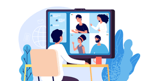 Virtual Team Meeting Illustration PNG image with transparent background