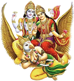 Vishnu_and_ Lakshmi_on_ Garuda PNG Image