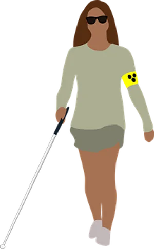 Visually Impaired Person Walking PNG Image