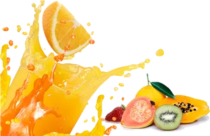 Vitamin C Rich Fruits Splash PNG Image