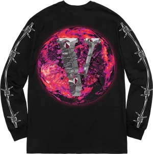 Vlone Barbed Wire Logo Long Sleeve Shirt PNG Image